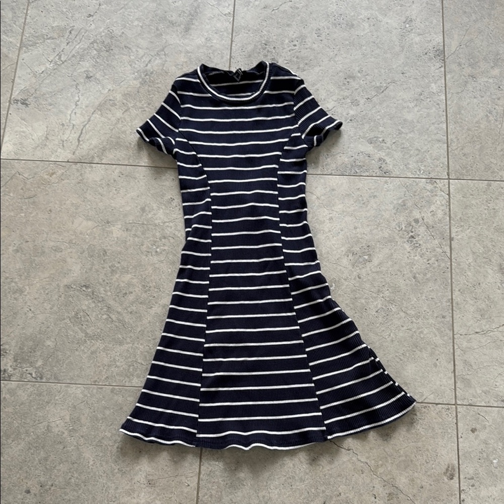 Forever 21 Blue and White Fit and Flare Mini Dress